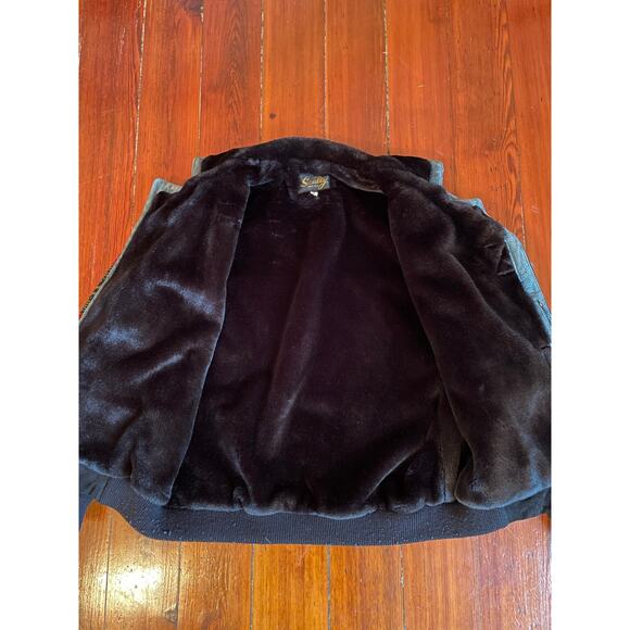 Vintage Scully Southwestern Bomber Jacket L Tapestry Suede Faux Fur - Picture 7 of 11